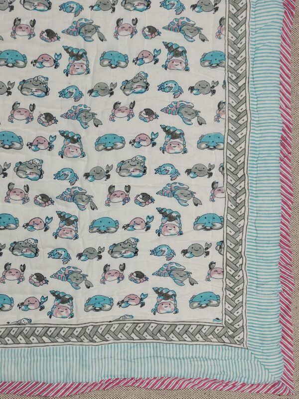 Blue Crab Handblock Quilt