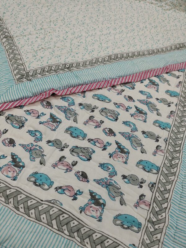 Blue Crab Handblock Quilt