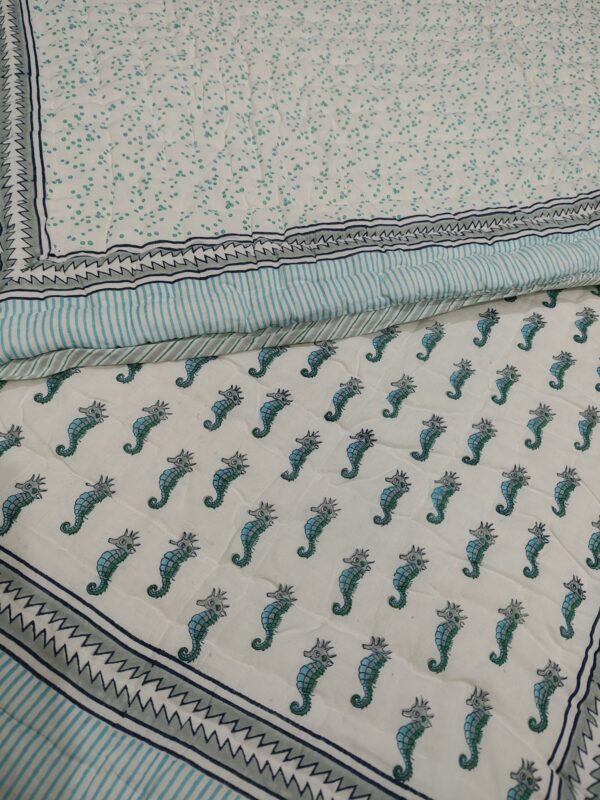 Sea Horse Handblock Quilt